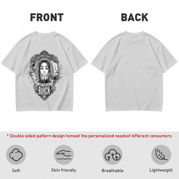 Olive Wednesday Addams We Wear Black Graphic T-Shirt
