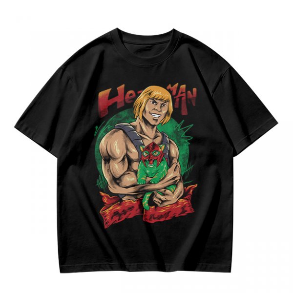 Olive T-shirt with He-Man and Battle Cat Graphic Print