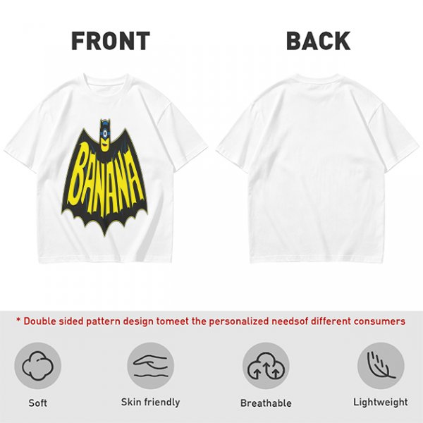 Olive green t-shirt with banana bat logo graphic