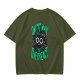 Oversized Olive T-Shirt With 'On My Way To Overreact' Cat Graphic