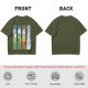 Olive T-Shirt With Stained Glass Style Four Seasons Forest Creature Art