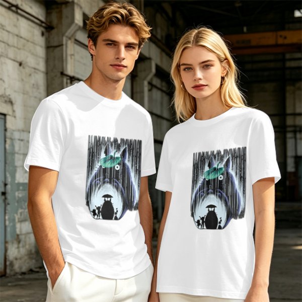 Olive T-shirt with My Neighbor Totoro Rain Scene Print