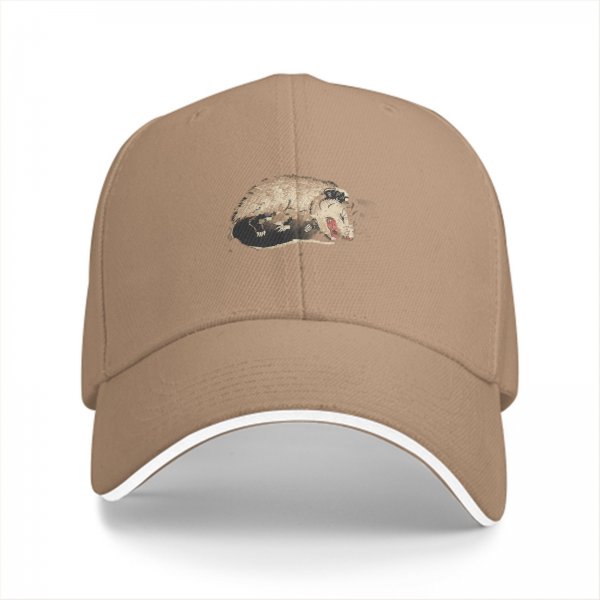 Black Baseball Cap With Playful Opossum Graphic Design