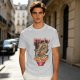 Olive T-Shirt with Japanese Ramen Dragon Graphic Print