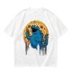 Olive T-Shirt Featuring Giant Cookie Monster Holding Cookie Against Moon