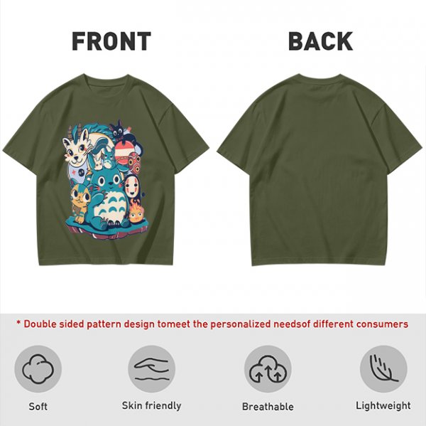 Olive T-Shirt Featuring Cute Studio Ghibli Character Mashup Art