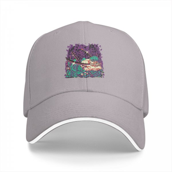 Black Baseball Cap With Anime Swordsman Graphic Print