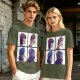 Olive T-Shirt With Four Gorillaz Character Portraits Print