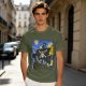 Olive T-Shirt With One Piece Straw Hat Pirate Ship Artwork