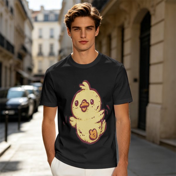 Olive T-Shirt With Cute Cartoon Chick Graphic