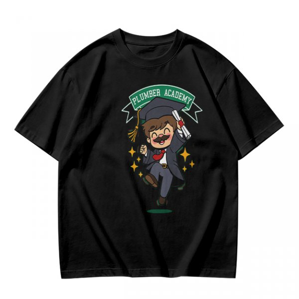 Plumber Academy Graduate Cartoon Character Graphic T-Shirt