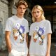 Olive T-shirt with Space Fox Crew Graphic Design