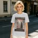 Olive T-Shirt with Japanese Shinto-inspired Window Landscape Print
