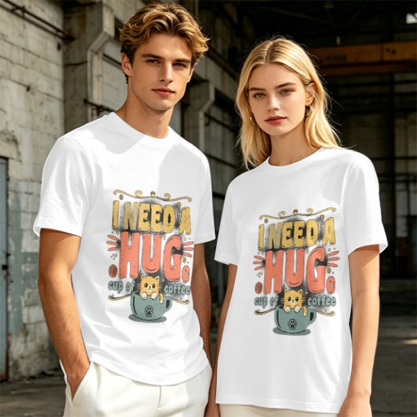 I Need a Huge Cup of Coffee Cat Graphic T-Shirt
