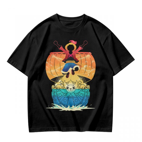 One Piece Thousand Sunny Ship Graphic Olive T-Shirt