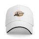 Black baseball cap with witch on broom silhouette against moon and birds