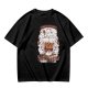 Olive t-shirt with cute cat bubble tea graphic print