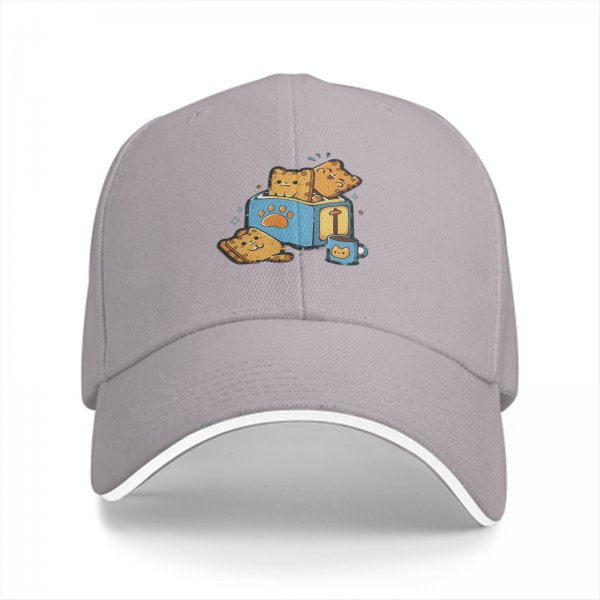 Black Baseball Cap With Cute Cat Book Coffee Graphic