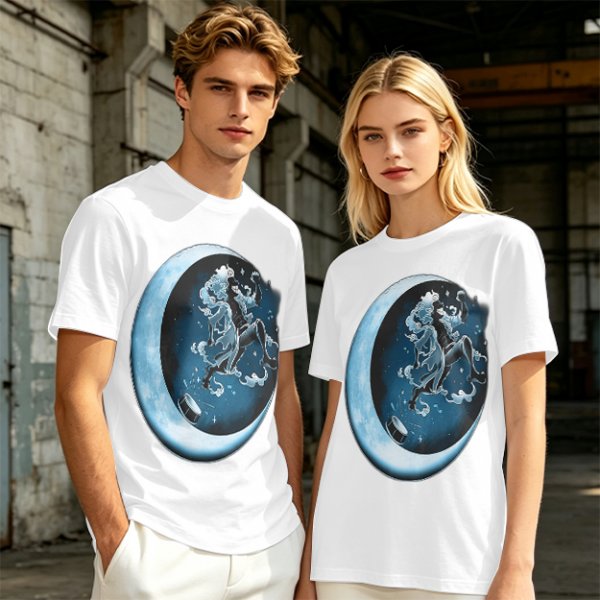 Olive T-Shirt With Crescent Moon And Dancing Spirit Graphic