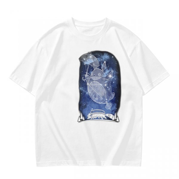 Olive T-Shirt With Constellation Totoro Starry Night Print