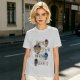 Olive green graphic tee with coffee cup illustrations and playful coffee text