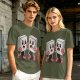 Olive T-Shirt With Retro Cartoon Fighting Ice Cubes Graphic