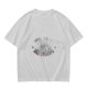Olive green short-sleeve graphic t-shirt with vintage-style print