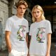 Olive T-shirt with Dancing Rainbow Unicorn Graphic Print