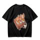 Olive green t-shirt with capybara sushi print design