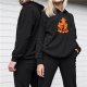 Black hoodie with anime fire silhouette graphic design