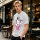 Olive t-shirt with muscular Hello Kitty graphic and 'I Took The Stairs' text