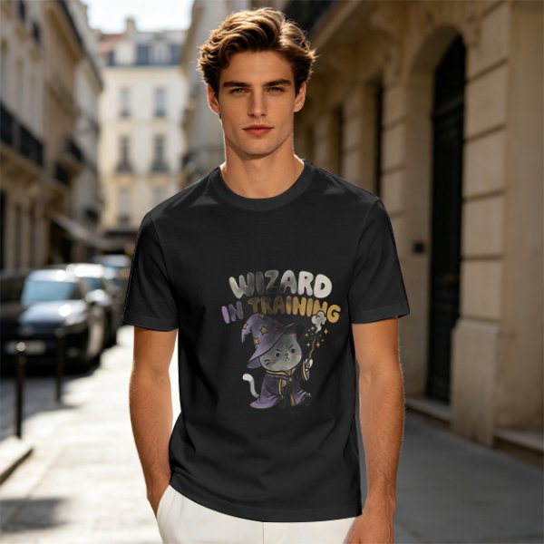 Wizard In Training Cat Graphic Olive T-Shirt
