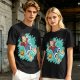 Olive anime t-shirt with Luffy relaxing in water print
