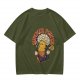 Olive T-Shirt with Retro Summer Power Corn Character Print