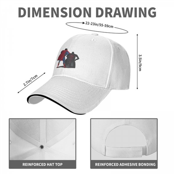 Black baseball cap with Superman and Batman shadow graphic