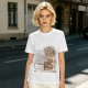 Owl on coffee books and caffeine mug graphic t-shirt