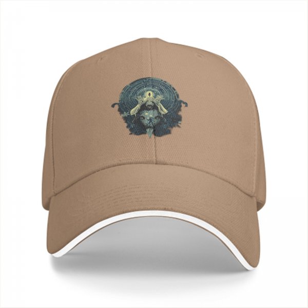 Black baseball cap with mystical occult graphic print