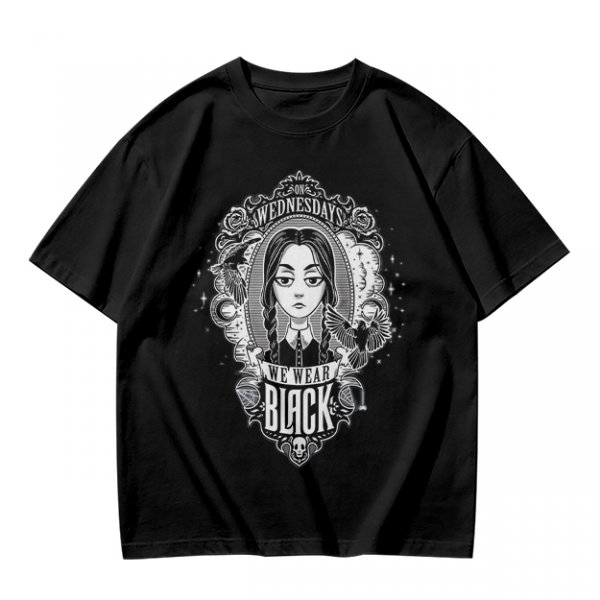 Olive Wednesday Addams We Wear Black Graphic T-Shirt