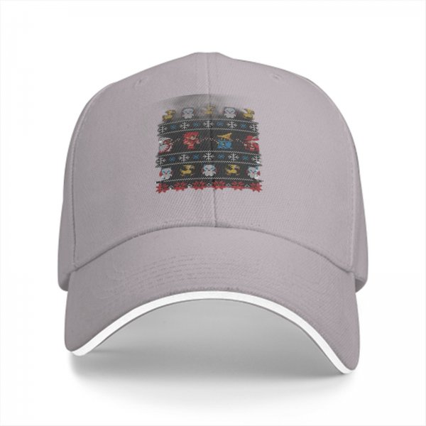 Black Baseball Cap With Ugly Christmas Style Fantasy Character Print