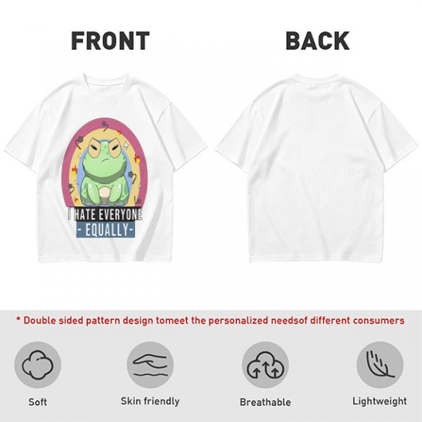 Olive T-Shirt With Grumpy Frog 'I Hate Everyone Equally' Print