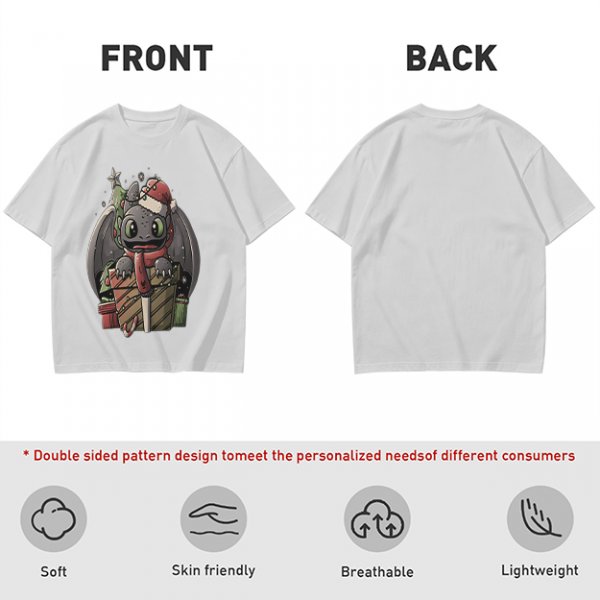 Christmas Toothless Dragon T-Shirt with Holiday Gifts and Decor