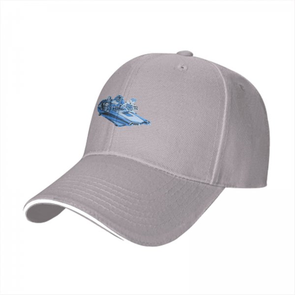 Black Baseball Cap With Blue Retro Car Graphic Print