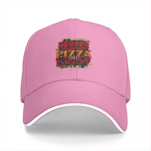 Horror Movies Pizza Couch Count Me In Baseball Cap