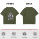 Olive green graphic t-shirt with horror ice cream themed print