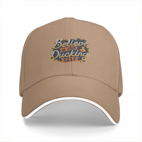 Believe In Your Ducking Self Graphic Black Baseball Cap