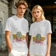 Olive green Christmas beer graphic t-shirt with 'FOR A BEER!' text