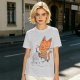 Olive T-Shirt with Cartoon Cat at Grave Print