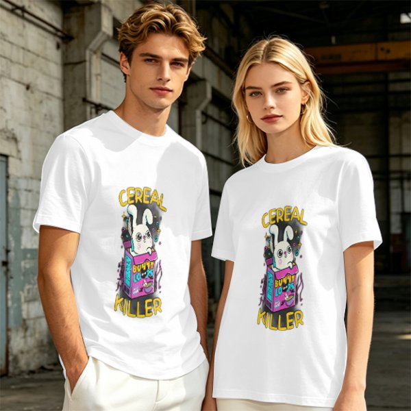Olive T-Shirt With Cereal Killer Bunny Graphic Print