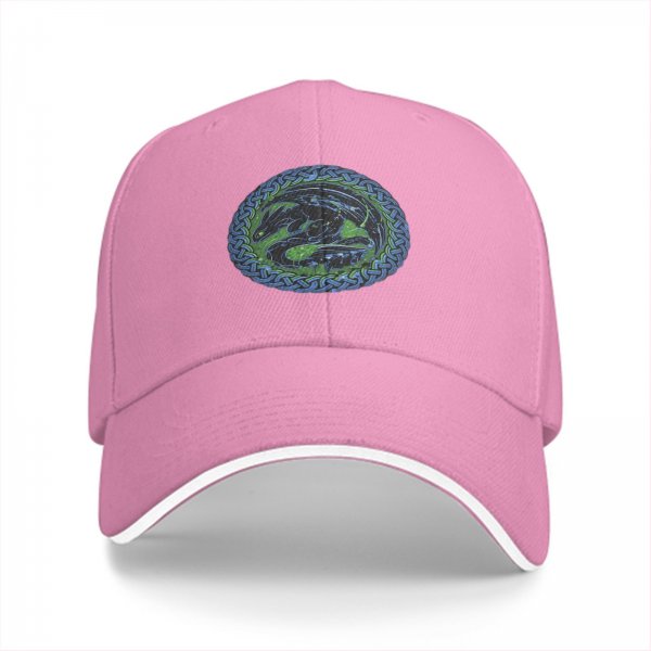 Black Baseball Cap With Celtic Knot Dragon Emblem