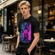 Olive Green T-Shirt With Neon Hollow Knight Character Art